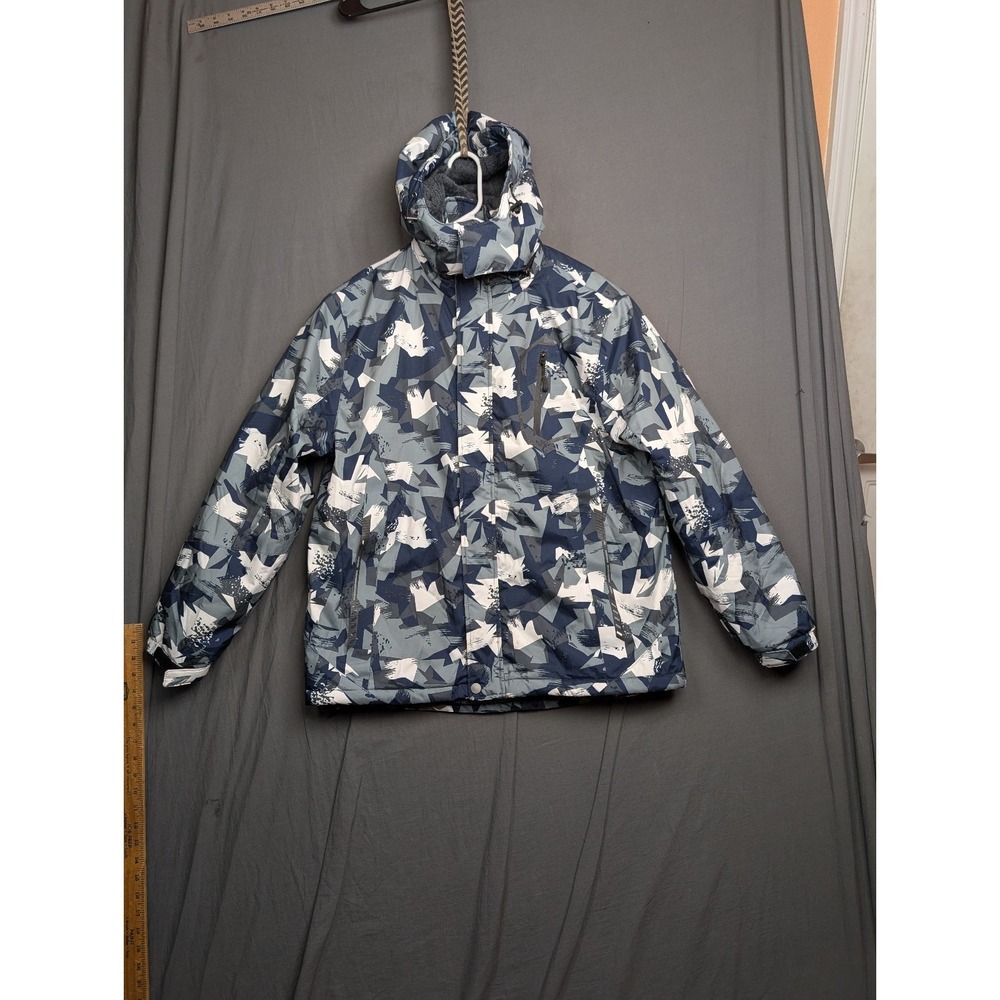 SKIEER Men's‎ Grey & Blue Camo Full Zip Hoodie Size Medium